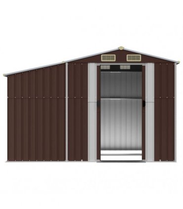 vidaXL Garden Shed Brown 277x192,5x179 cm Galvanised Steel