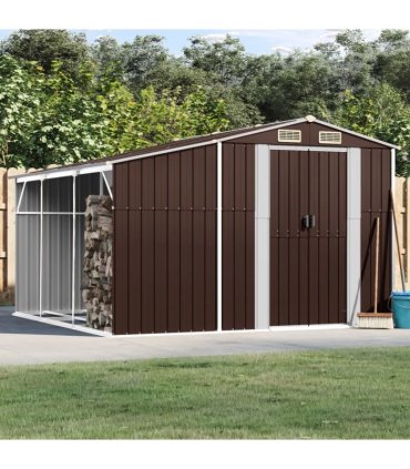 vidaXL Garden Shed Brown 277x279x179 cm Galvanised Steel