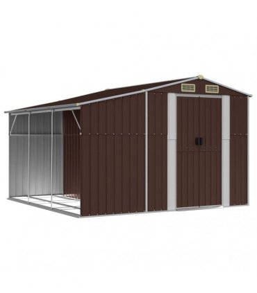 vidaXL Garden Shed Brown 277x279x179 cm Galvanised Steel