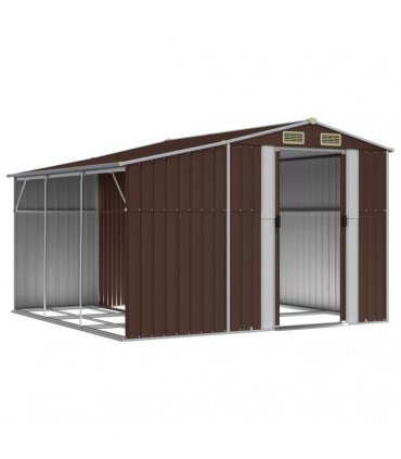 vidaXL Garden Shed Brown 277x279x179 cm Galvanised Steel