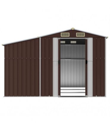 vidaXL Garden Shed Brown 277x279x179 cm Galvanised Steel