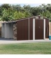 vidaXL Garden Shed Brown 277x365,5x179 cm Galvanised Steel
