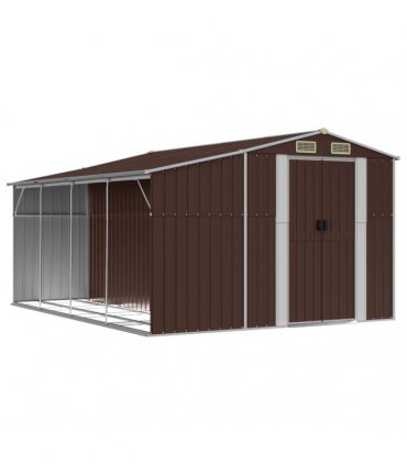 vidaXL Garden Shed Brown 277x365,5x179 cm Galvanised Steel