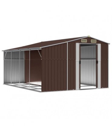 vidaXL Garden Shed Brown 277x365,5x179 cm Galvanised Steel