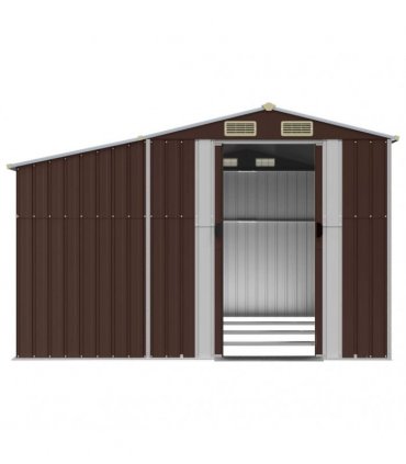 vidaXL Garden Shed Brown 277x365,5x179 cm Galvanised Steel