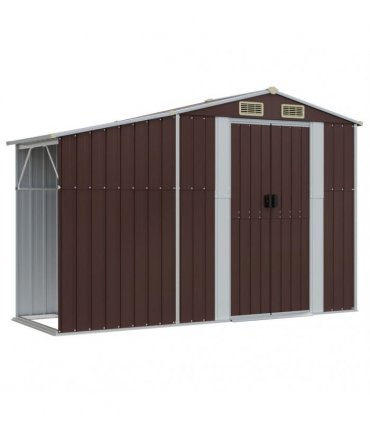 vidaXL Garden Shed Brown 277x365,5x179 cm Galvanised Steel