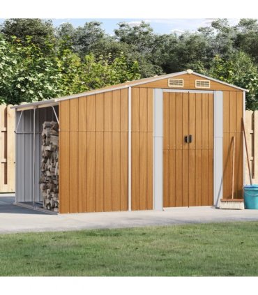 vidaXL Garden Shed Light Brown 277x192,5x179 cm Galvanised Steel