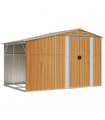 vidaXL Garden Shed Light Brown 277x192,5x179 cm Galvanised Steel