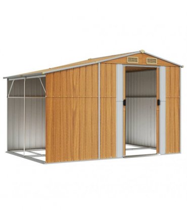 vidaXL Garden Shed Light Brown 277x192,5x179 cm Galvanised Steel