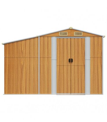 vidaXL Garden Shed Light Brown 277x192,5x179 cm Galvanised Steel