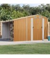 vidaXL Garden Shed Light Brown 277x279x179 cm Galvanised Steel