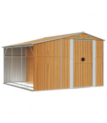 vidaXL Garden Shed Light Brown 277x279x179 cm Galvanised Steel