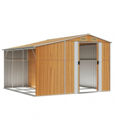 vidaXL Garden Shed Light Brown 277x279x179 cm Galvanised Steel