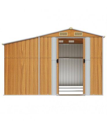 vidaXL Garden Shed Light Brown 277x279x179 cm Galvanised Steel