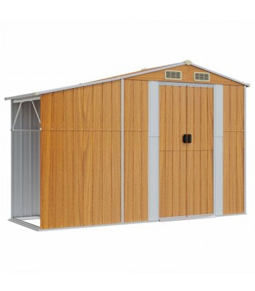 vidaXL Garden Shed Light Brown 277x279x179 cm Galvanised Steel