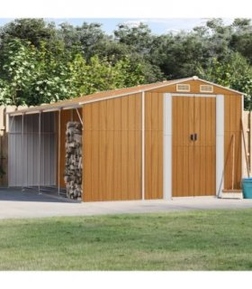 vidaXL Garden Shed Light Brown 277x365,5x179 cm Galvanised Steel