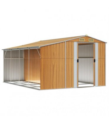 vidaXL Garden Shed Light Brown 277x365,5x179 cm Galvanised Steel