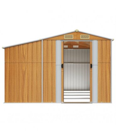 vidaXL Garden Shed Light Brown 277x365,5x179 cm Galvanised Steel