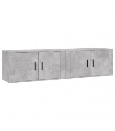 vidaXL 2 Piece Wall-mounted TV Cabinet Set Concrete Grey 80x34,5x40 cm