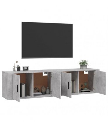 vidaXL 2 Piece Wall-mounted TV Cabinet Set Concrete Grey 80x34,5x40 cm