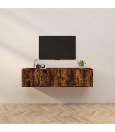 vidaXL 2 Piece Wall-mounted TV Cabinet Set Smoked Oak 80x34,5x40 cm
