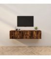 vidaXL 2 Piece Wall-mounted TV Cabinet Set Smoked Oak 80x34,5x40 cm
