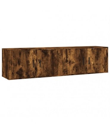 vidaXL 2 Piece Wall-mounted TV Cabinet Set Smoked Oak 80x34,5x40 cm
