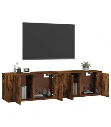 vidaXL 2 Piece Wall-mounted TV Cabinet Set Smoked Oak 80x34,5x40 cm