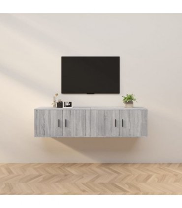 vidaXL 2 Piece Wall-mounted TV Cabinet Set Grey Sonoma 80x34,5x40 cm