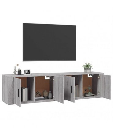 vidaXL 2 Piece Wall-mounted TV Cabinet Set Grey Sonoma 80x34,5x40 cm