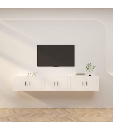 vidaXL 3 Piece Wall-mounted TV Cabinet Set White 80x34,5x40 cm