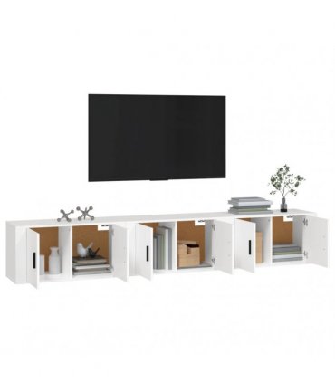 vidaXL 3 Piece Wall-mounted TV Cabinet Set White 80x34,5x40 cm