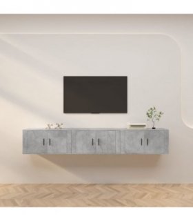 vidaXL 3 Piece Wall-mounted TV Cabinet Set Concrete Grey 80x34,5x40 cm