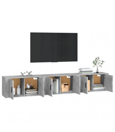vidaXL 3 Piece Wall-mounted TV Cabinet Set Concrete Grey 80x34,5x40 cm