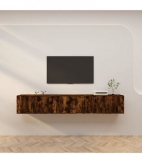 vidaXL 3 Piece Wall-mounted TV Cabinet Set Smoked Oak 80x34,5x40 cm