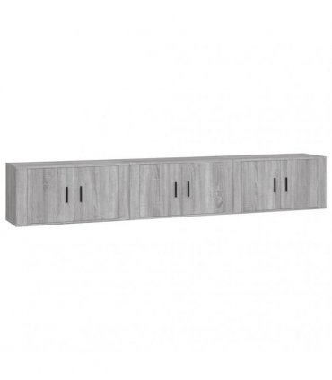 vidaXL 3 Piece Wall-mounted TV Cabinet Set Grey Sonoma 80x34,5x40 cm