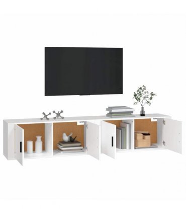 vidaXL 2 Piece Wall-mounted TV Cabinet Set White 100x34,5x40 cm