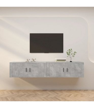vidaXL 2 Piece Wall-mounted TV Cabinet Set Concrete Grey 100x34,5x40 cm