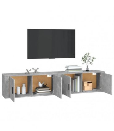 vidaXL 2 Piece Wall-mounted TV Cabinet Set Concrete Grey 100x34,5x40 cm