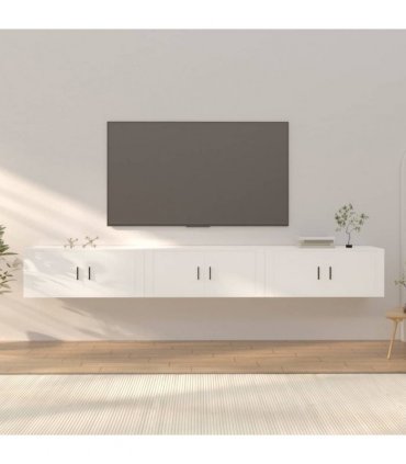vidaXL 3 Piece Wall-mounted TV Cabinet Set White 100x34,5x40 cm