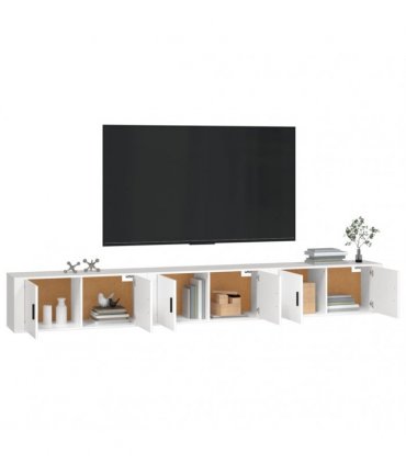 vidaXL 3 Piece Wall-mounted TV Cabinet Set White 100x34,5x40 cm