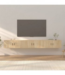 vidaXL 3 Piece Wall-mounted TV Cabinet Set Sonoma Oak 100x34,5x40 cm