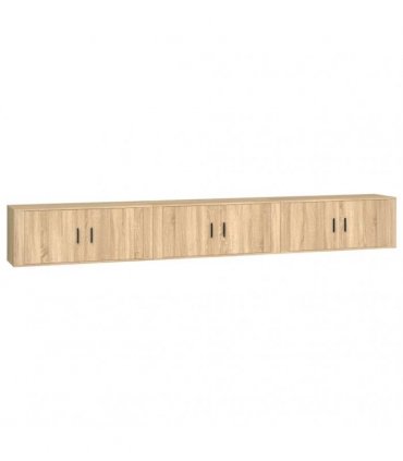 vidaXL 3 Piece Wall-mounted TV Cabinet Set Sonoma Oak 100x34,5x40 cm