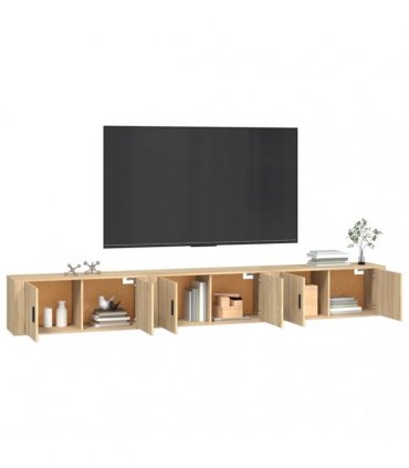 vidaXL 3 Piece Wall-mounted TV Cabinet Set Sonoma Oak 100x34,5x40 cm