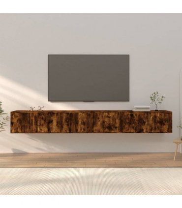 vidaXL 3 Piece Wall-mounted TV Cabinet Set Smoked Oak 100x34,5x40 cm