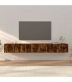 vidaXL 3 Piece Wall-mounted TV Cabinet Set Smoked Oak 100x34,5x40 cm