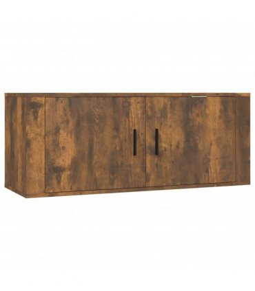 vidaXL 3 Piece Wall-mounted TV Cabinet Set Smoked Oak 100x34,5x40 cm