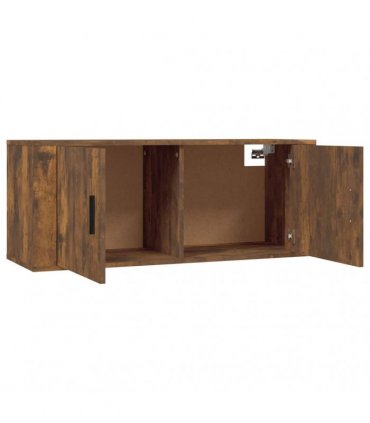 vidaXL 3 Piece Wall-mounted TV Cabinet Set Smoked Oak 100x34,5x40 cm