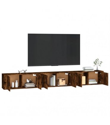 vidaXL 3 Piece Wall-mounted TV Cabinet Set Smoked Oak 100x34,5x40 cm