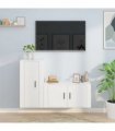vidaXL 2 Piece TV Cabinet Set White Engineered Wood